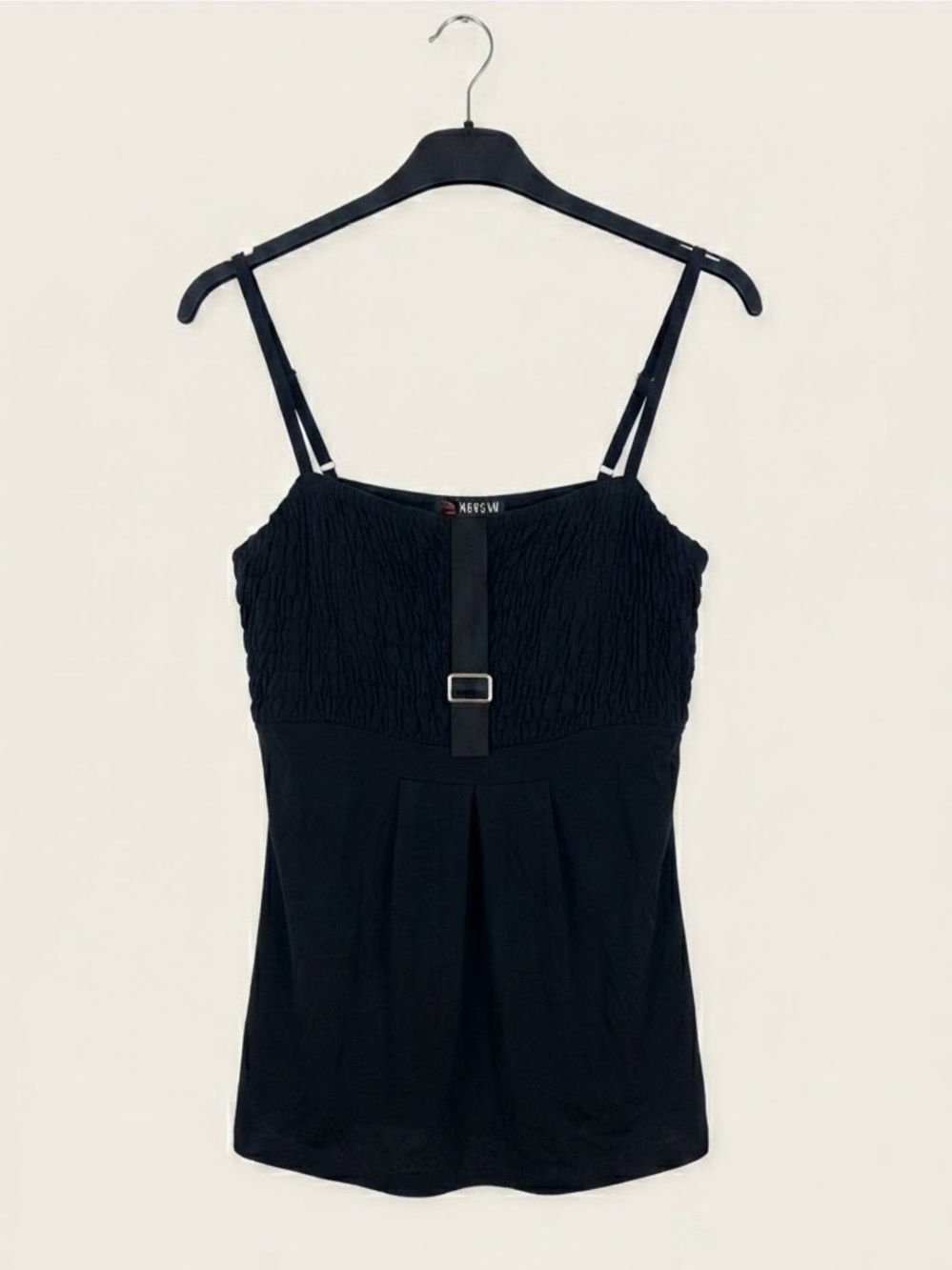 Morgan de Toi VintageY2K Black Ruched Buckle Cami Top Spaghetti Strap / Size S